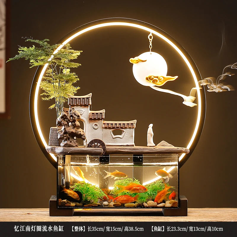 Creative Flowing Water Super White Glass Fish Tank Decoration Circulating Water Landscaping Aquarium